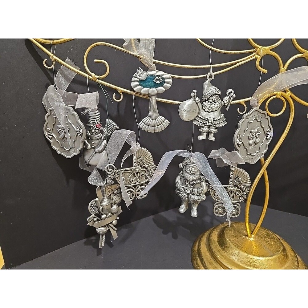 Gloria Duchin Pewter & Swarovski Crystal Christmas Ornament Lot of 9